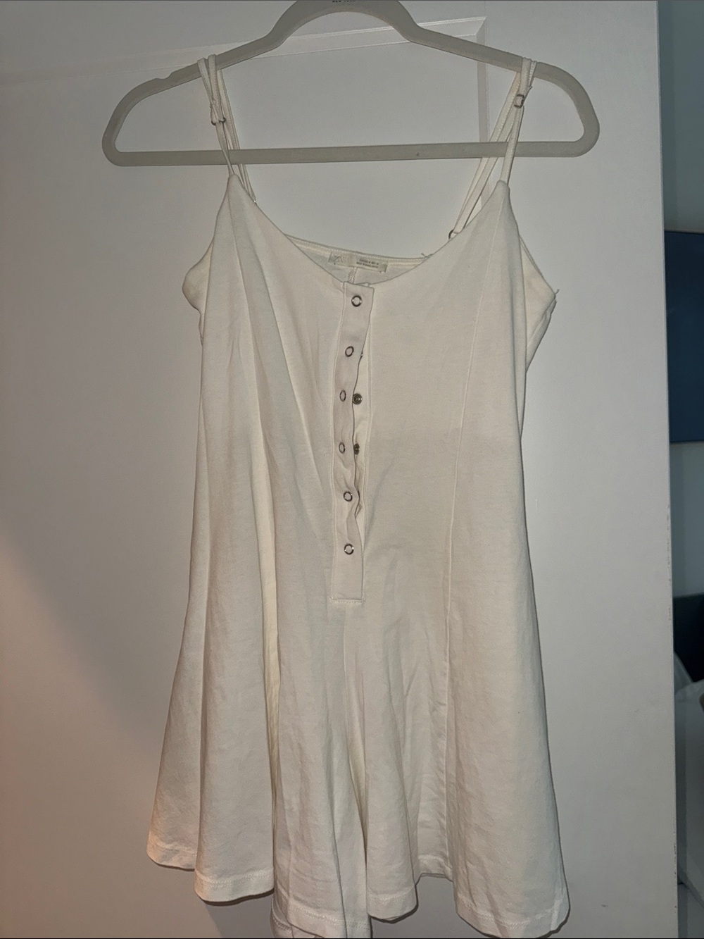 Zara White Button-Front Romper